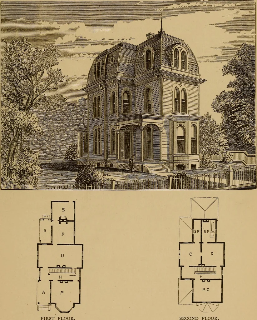 An illustration from Hobbs's architecture: containing designs and ground plans for villas, cottages and other edifices, both suburban and rural, adapted to the United States. With rules for criticism, and introduction, 1876, leaf 250