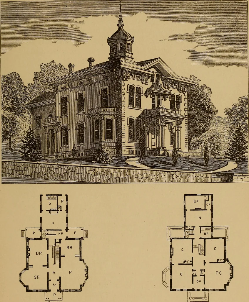 An illustration from Hobbs's architecture: containing designs and ground plans for villas, cottages and other edifices, both suburban and rural, adapted to the United States. With rules for criticism, and introduction, 1876, leaf 256