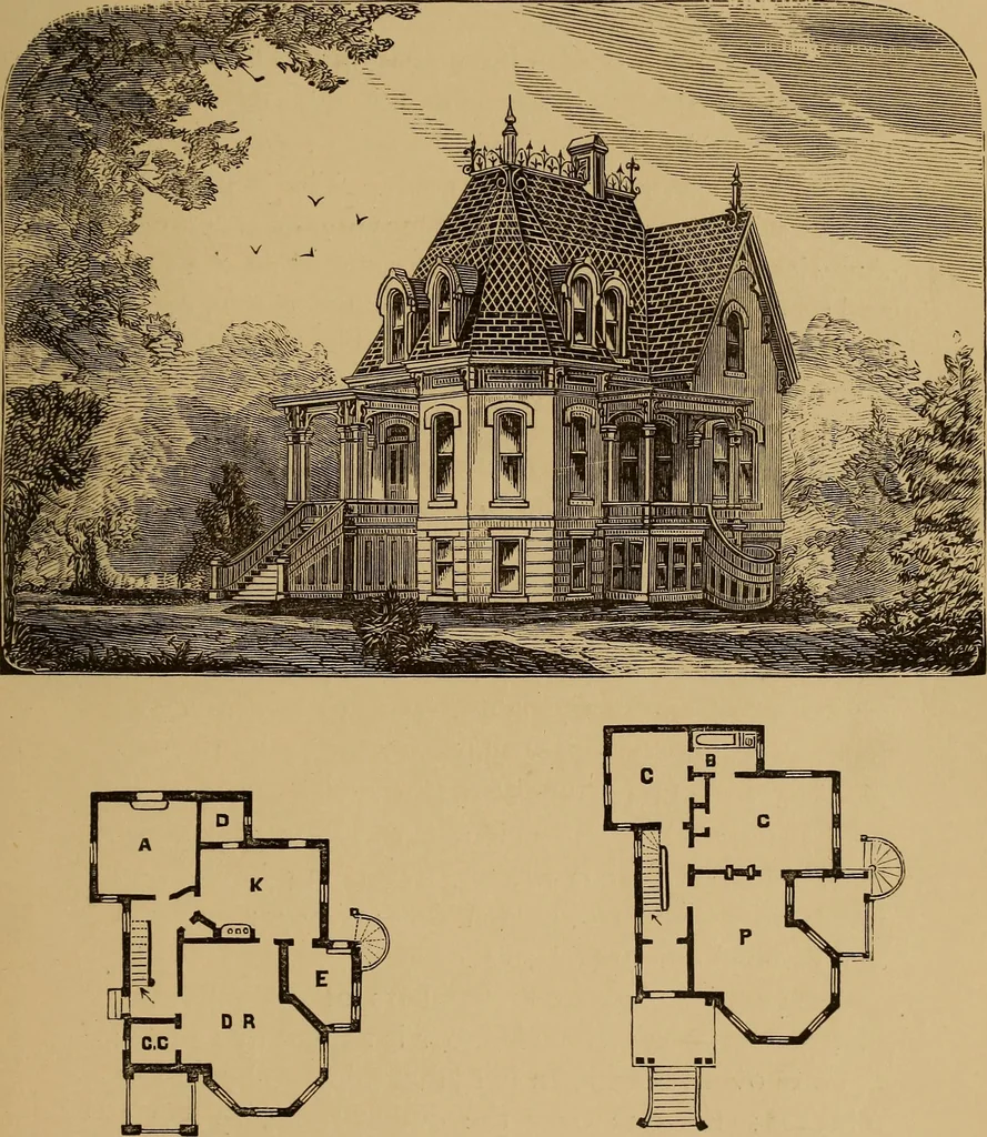 An illustration from Hobbs's architecture: containing designs and ground plans for villas, cottages and other edifices, both suburban and rural, adapted to the United States. With rules for criticism, and introduction, 1876, leaf 264