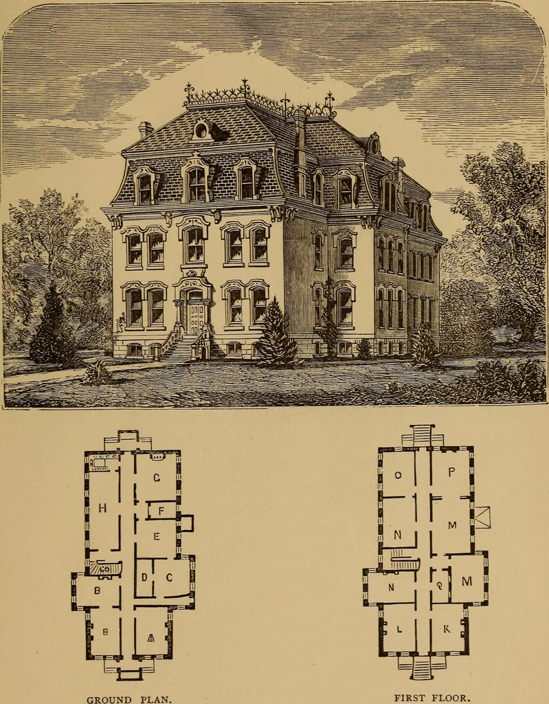 An illustration from Hobbs's architecture: containing designs and ground plans for villas, cottages and other edifices, both suburban and rural, adapted to the United States. With rules for criticism, and introduction, 1876, leaf 268