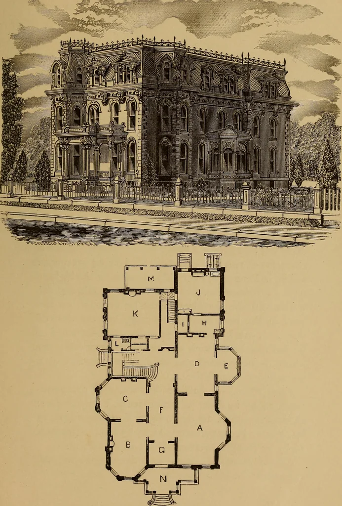 An illustration from Hobbs's architecture: containing designs and ground plans for villas, cottages and other edifices, both suburban and rural, adapted to the United States. With rules for criticism, and introduction, 1876, leaf 34