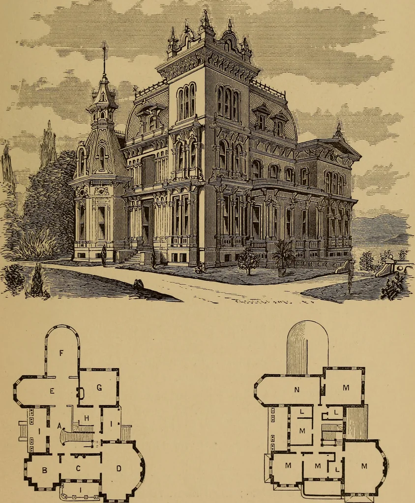 An illustration from Hobbs's architecture: containing designs and ground plans for villas, cottages and other edifices, both suburban and rural, adapted to the United States. With rules for criticism, and introduction, 1876, leaf 36