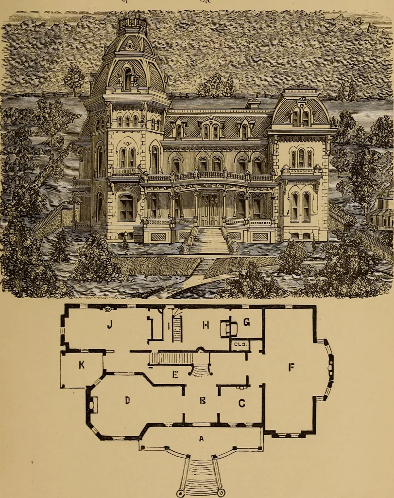 An illustration from Hobbs's architecture: containing designs and ground plans for villas, cottages and other edifices, both suburban and rural, adapted to the United States. With rules for criticism, and introduction, 1876, leaf 38