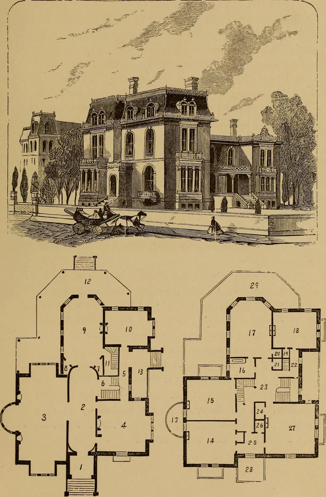 An illustration from Hobbs's architecture: containing designs and ground plans for villas, cottages and other edifices, both suburban and rural, adapted to the United States. With rules for criticism, and introduction, 1876, leaf 48