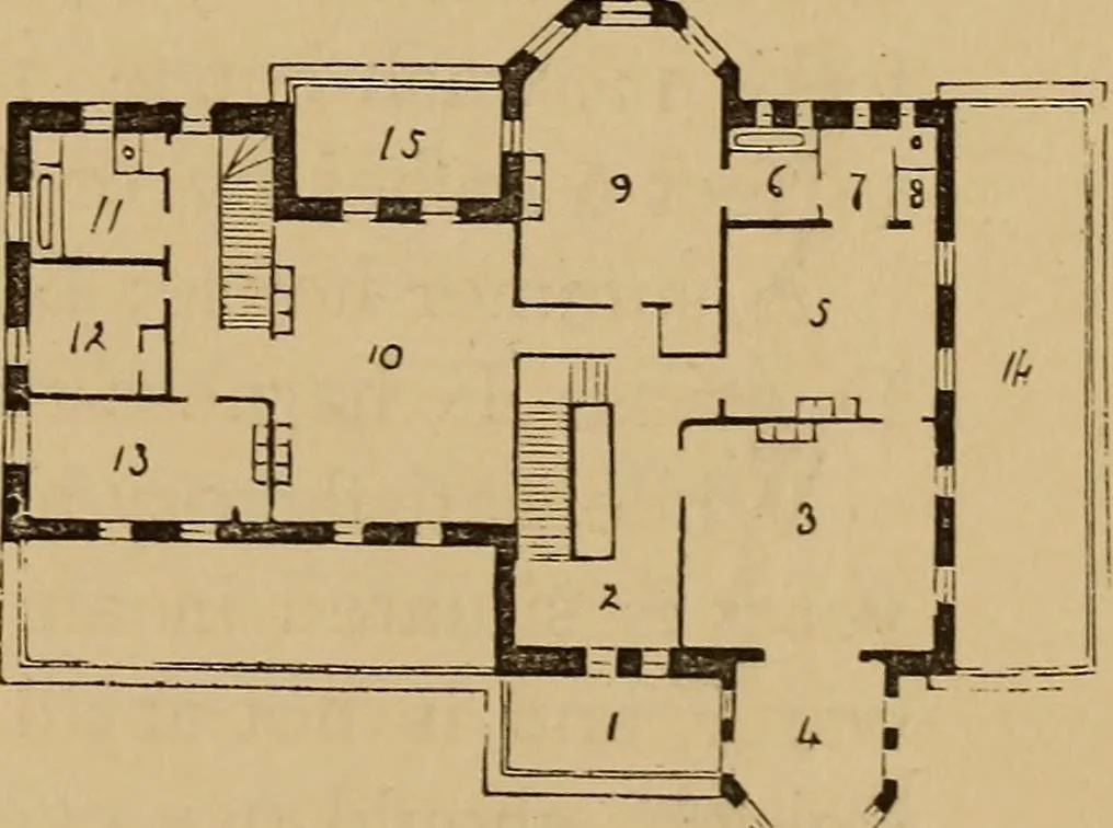 An illustration from Hobbs's architecture: containing designs and ground plans for villas, cottages and other edifices, both suburban and rural, adapted to the United States. With rules for criticism, and introduction, 1876, leaf 54