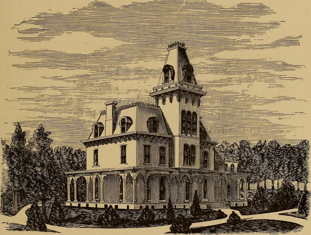 An illustration from Hobbs's architecture: containing designs and ground plans for villas, cottages and other edifices, both suburban and rural, adapted to the United States. With rules for criticism, and introduction, 1876, leaf 60