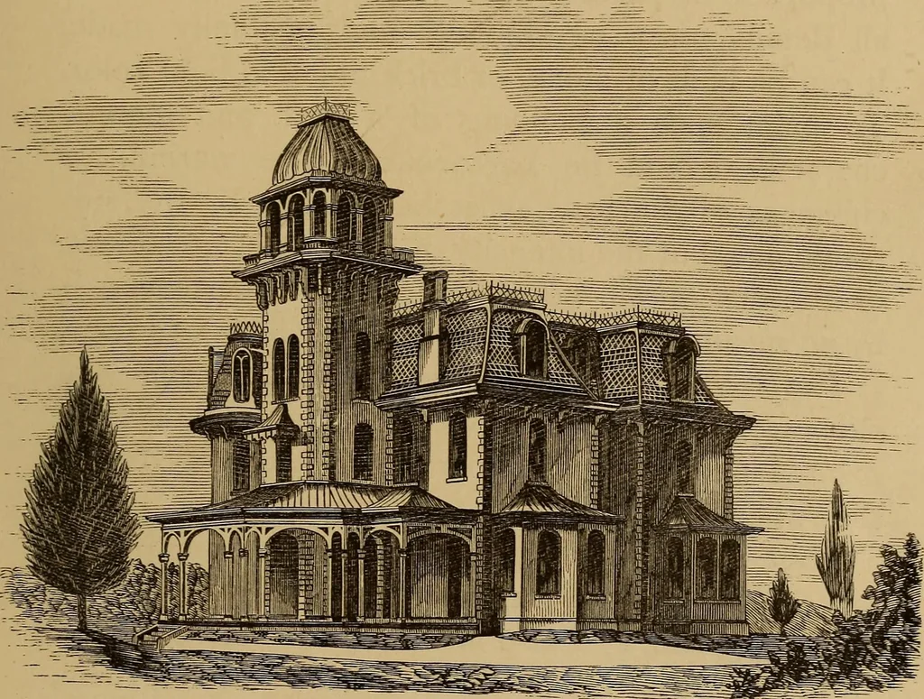 An illustration from Hobbs's architecture: containing designs and ground plans for villas, cottages and other edifices, both suburban and rural, adapted to the United States. With rules for criticism, and introduction, 1876, leaf 68