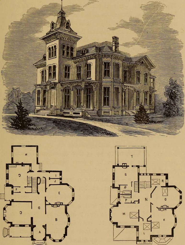 An illustration from Hobbs's architecture: containing designs and ground plans for villas, cottages and other edifices, both suburban and rural, adapted to the United States. With rules for criticism, and introduction, 1876, leaf 74