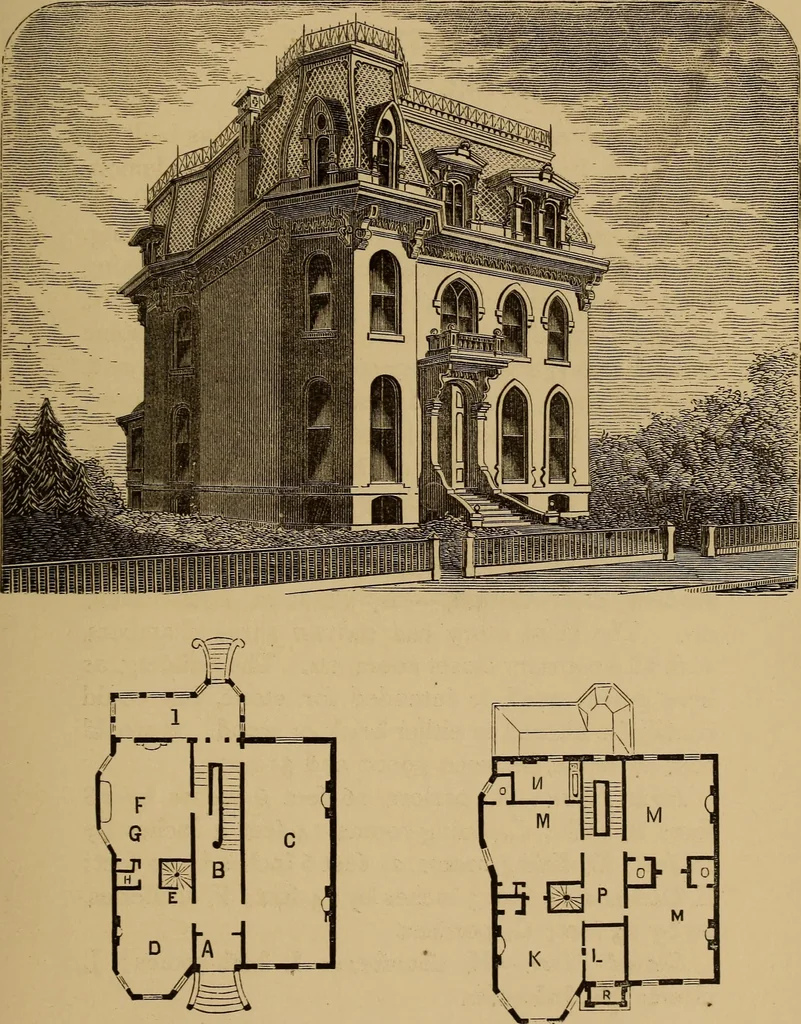 An illustration from Hobbs's architecture: containing designs and ground plans for villas, cottages and other edifices, both suburban and rural, adapted to the United States. With rules for criticism, and introduction, 1876, leaf 78