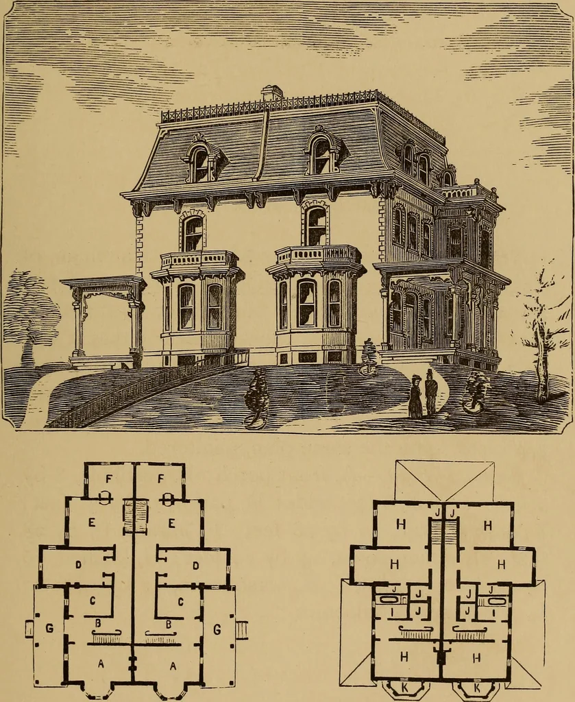 An illustration from Hobbs's architecture: containing designs and ground plans for villas, cottages and other edifices, both suburban and rural, adapted to the United States. With rules for criticism, and introduction, 1876, leaf 80