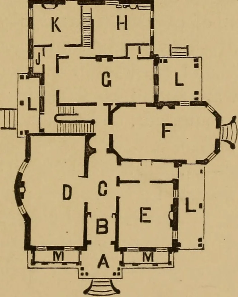 An illustration from Hobbs's architecture: containing designs and ground plans for villas, cottages and other edifices, both suburban and rural, adapted to the United States. With rules for criticism, and introduction, 1876, leaf 82