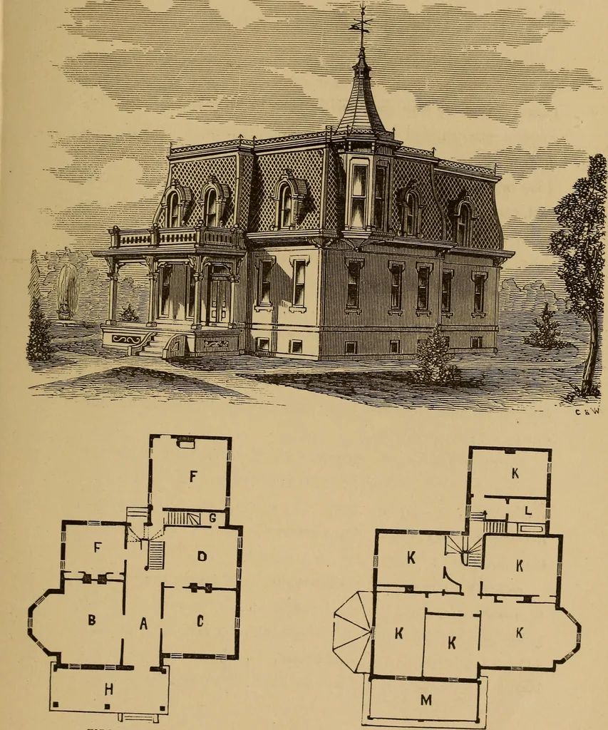 An illustration from Hobbs's architecture: containing designs and ground plans for villas, cottages and other edifices, both suburban and rural, adapted to the United States. With rules for criticism, and introduction, 1876, leaf 84