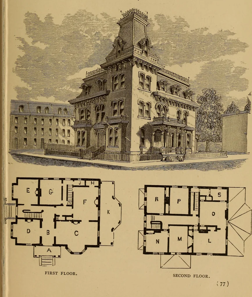 An illustration from Hobbs's architecture: containing designs and ground plans for villas, cottages and other edifices, both suburban and rural, adapted to the United States. With rules for criticism, and introduction, 1876, leaf 86