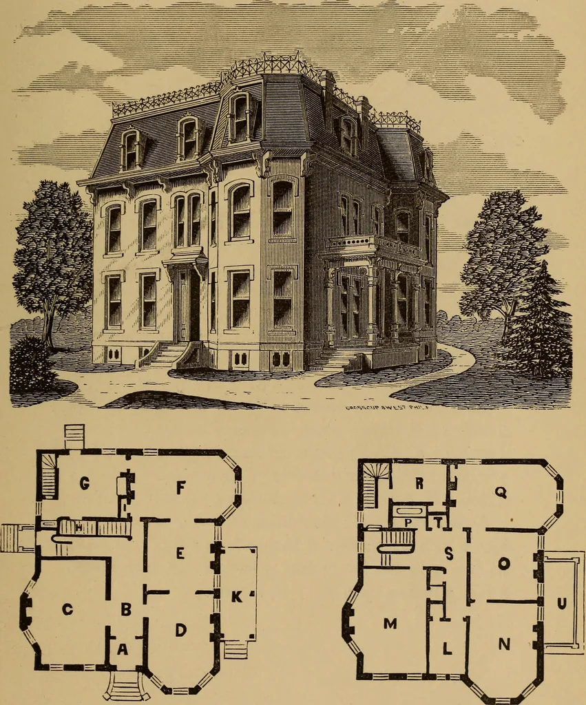 An illustration from Hobbs's architecture: containing designs and ground plans for villas, cottages and other edifices, both suburban and rural, adapted to the United States. With rules for criticism, and introduction, 1876, leaf 88