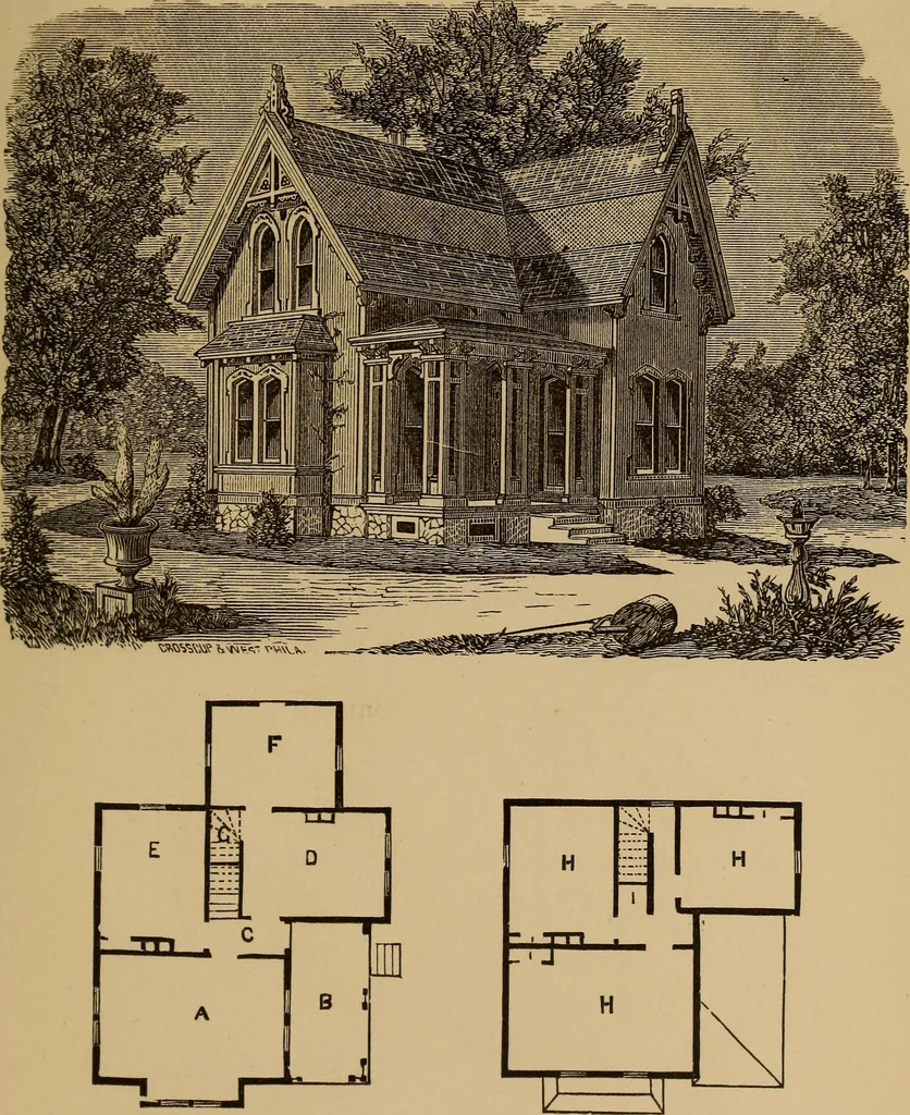 An illustration from Hobbs's architecture: containing designs and ground plans for villas, cottages and other edifices, both suburban and rural, adapted to the United States. With rules for criticism, and introduction, 1876, leaf 98