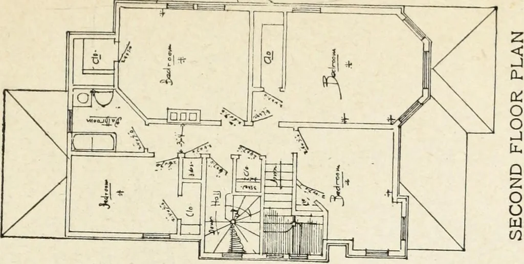 An illustration from Hodgson's low cost American homes; perspective views and floor plans of one hundred low and medium priced houses, 1905, leaf 100