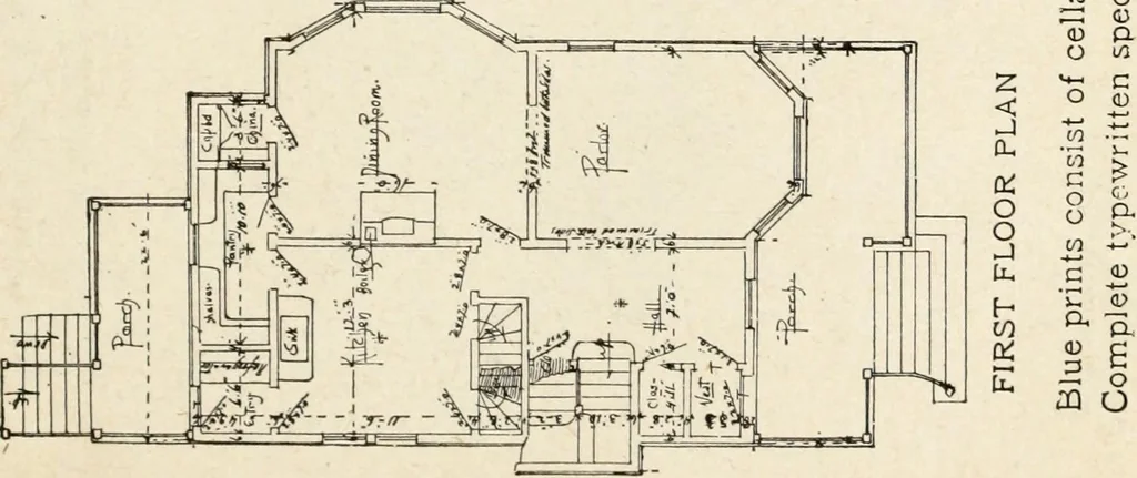 An illustration from Hodgson's low cost American homes; perspective views and floor plans of one hundred low and medium priced houses, 1905, leaf 100