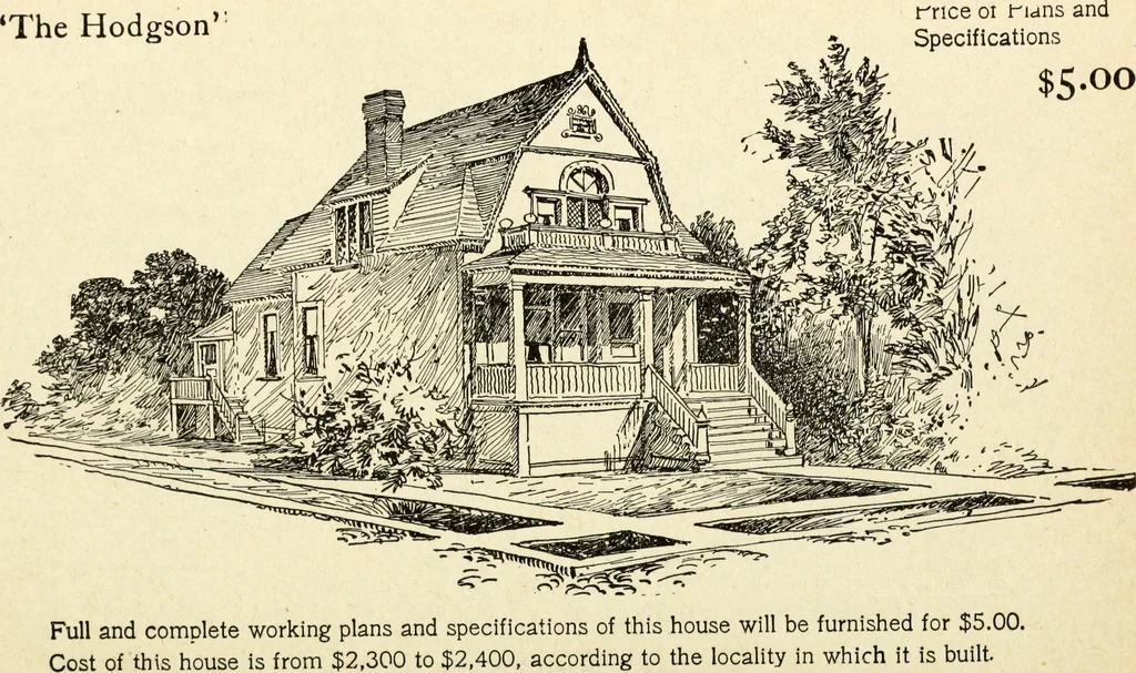 An illustration from Hodgson's low cost American homes; perspective views and floor plans of one hundred low and medium priced houses, 1905, leaf 101