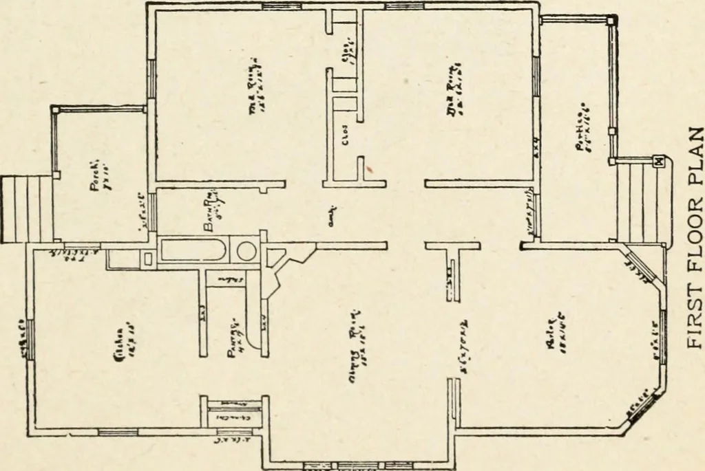 An illustration from Hodgson's low cost American homes; perspective views and floor plans of one hundred low and medium priced houses, 1905, leaf 104