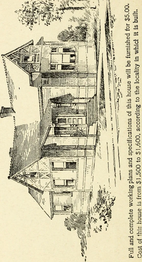 An illustration from Hodgson's low cost American homes; perspective views and floor plans of one hundred low and medium priced houses, 1905, leaf 105