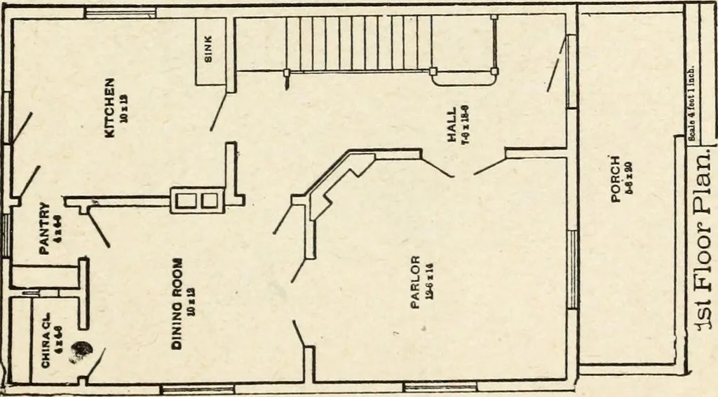 An illustration from Hodgson's low cost American homes; perspective views and floor plans of one hundred low and medium priced houses, 1905, leaf 110