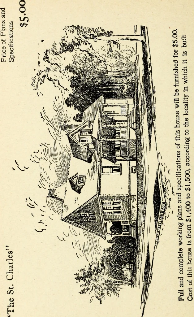 An illustration from Hodgson's low cost American homes; perspective views and floor plans of one hundred low and medium priced houses, 1905, leaf 113