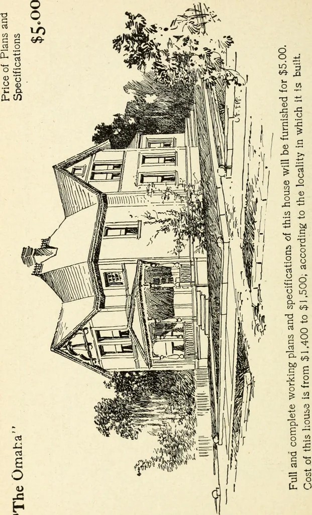 An illustration from Hodgson's low cost American homes; perspective views and floor plans of one hundred low and medium priced houses, 1905, leaf 115