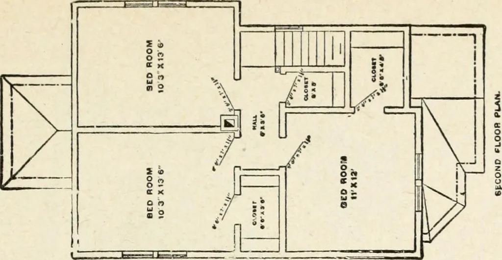 An illustration from Hodgson's low cost American homes; perspective views and floor plans of one hundred low and medium priced houses, 1905, leaf 116