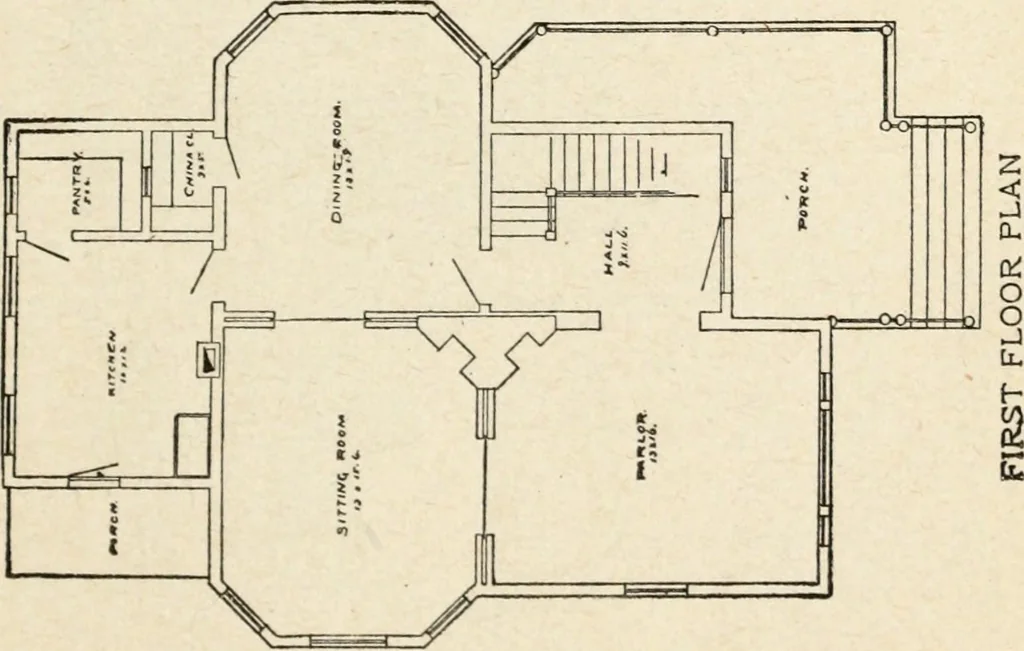 An illustration from Hodgson's low cost American homes; perspective views and floor plans of one hundred low and medium priced houses, 1905, leaf 118