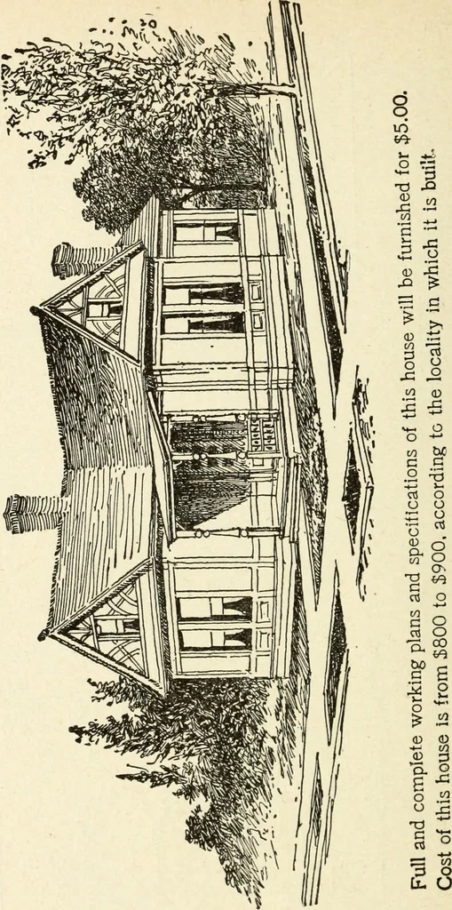 An illustration from Hodgson's low cost American homes; perspective views and floor plans of one hundred low and medium priced houses, 1905, leaf 119