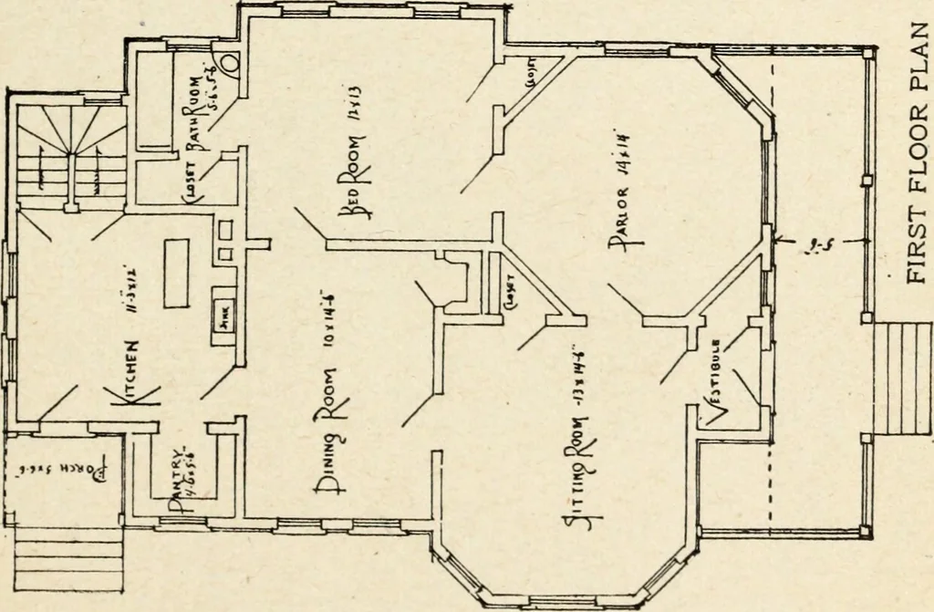An illustration from Hodgson's low cost American homes; perspective views and floor plans of one hundred low and medium priced houses, 1905, leaf 122