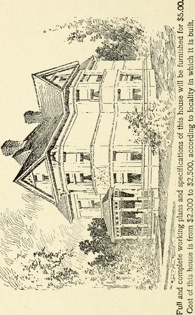 An illustration from Hodgson's low cost American homes; perspective views and floor plans of one hundred low and medium priced houses, 1905, leaf 123