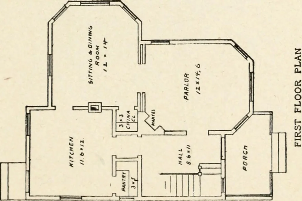 An illustration from Hodgson's low cost American homes; perspective views and floor plans of one hundred low and medium priced houses, 1905, leaf 124