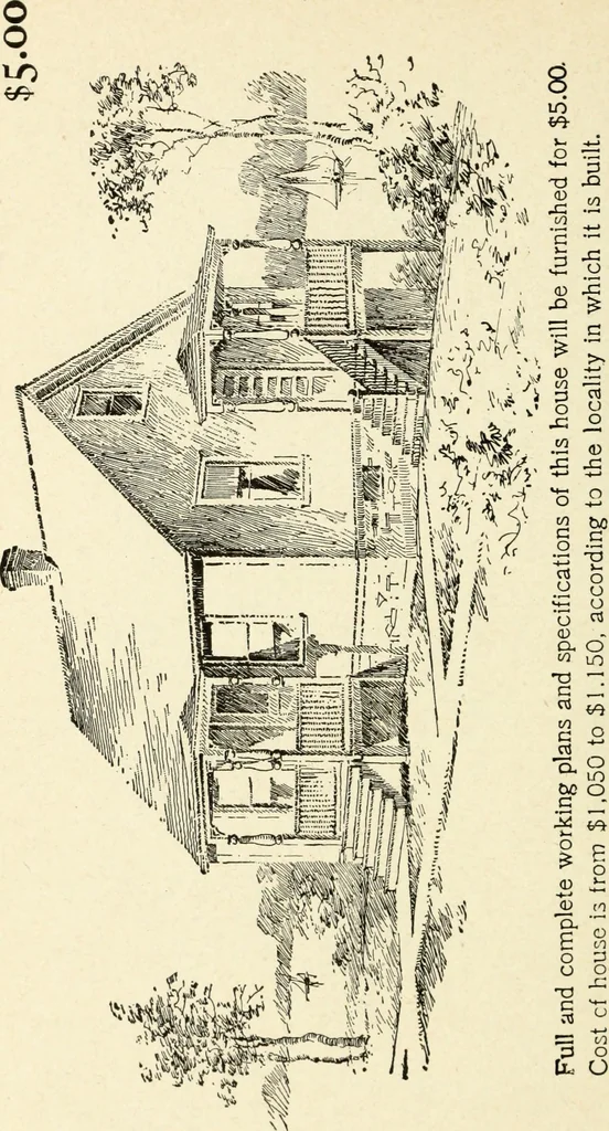 An illustration from Hodgson's low cost American homes; perspective views and floor plans of one hundred low and medium priced houses, 1905, leaf 127