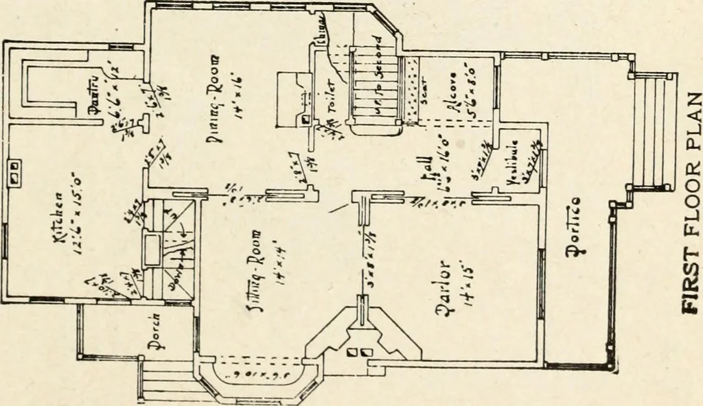 An illustration from Hodgson's low cost American homes; perspective views and floor plans of one hundred low and medium priced houses, 1905, leaf 130