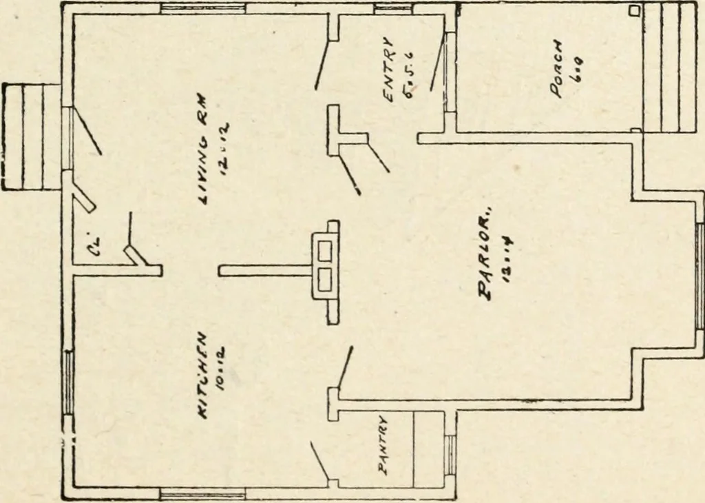 An illustration from Hodgson's low cost American homes; perspective views and floor plans of one hundred low and medium priced houses, 1905, leaf 140