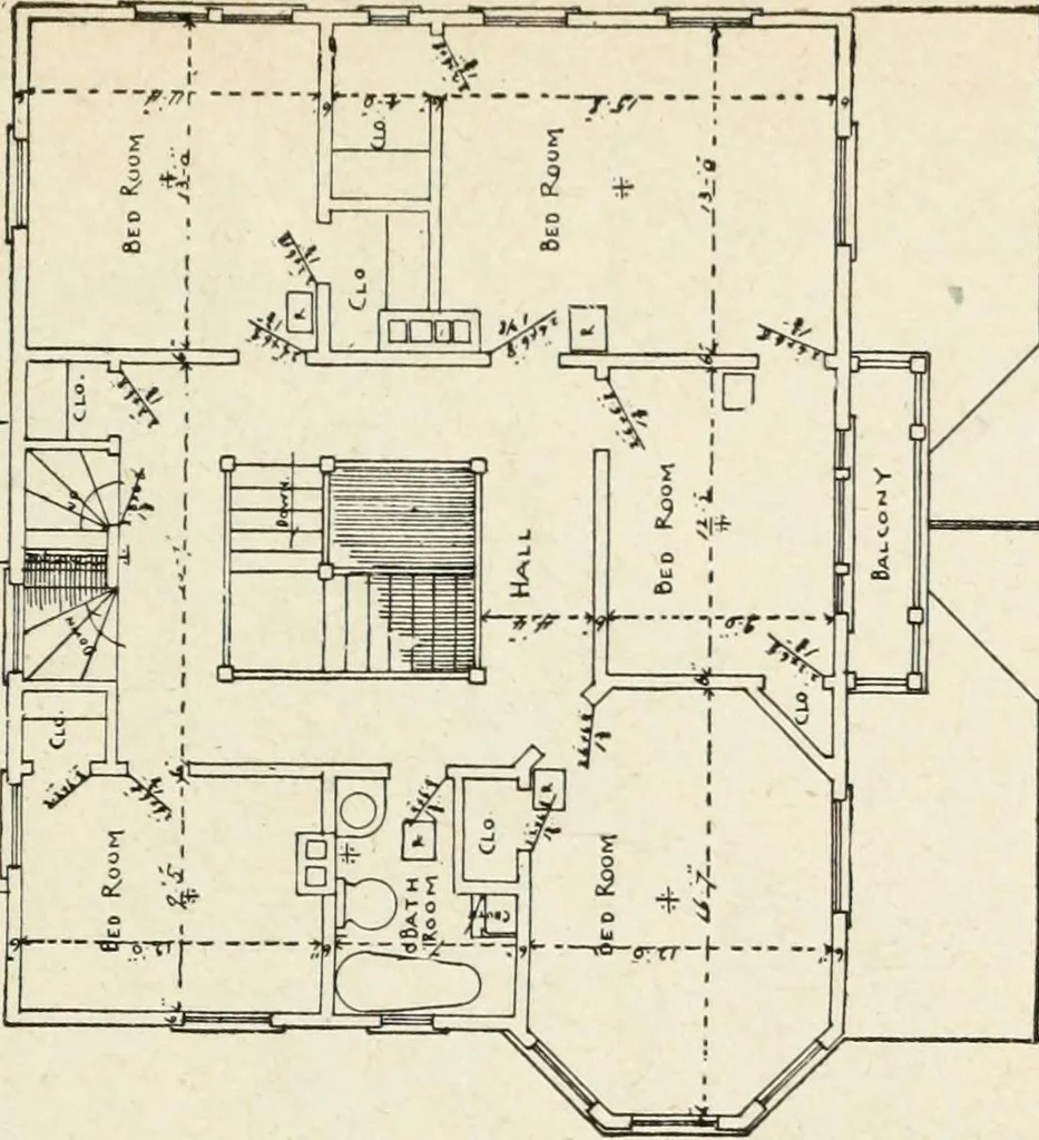 An illustration from Hodgson's low cost American homes; perspective views and floor plans of one hundred low and medium priced houses, 1905, leaf 142