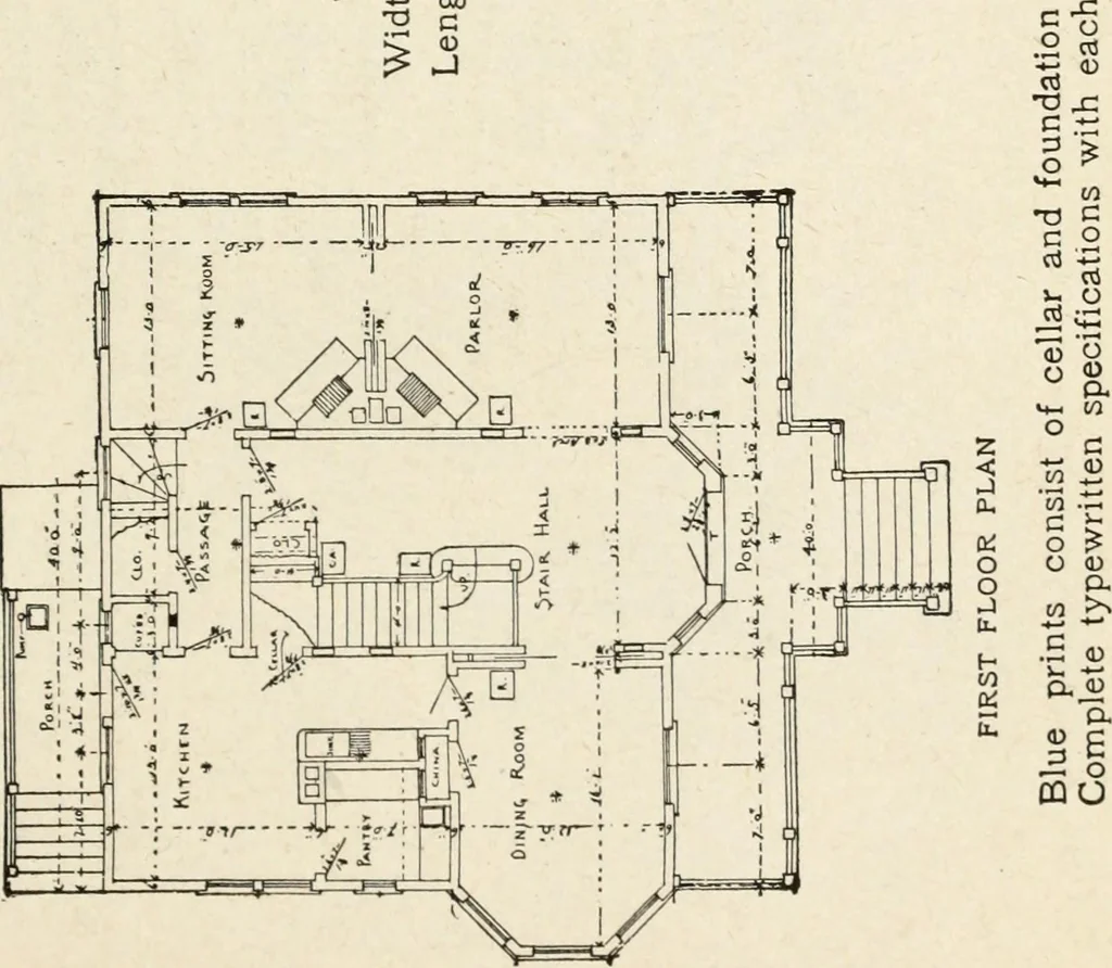An illustration from Hodgson's low cost American homes; perspective views and floor plans of one hundred low and medium priced houses, 1905, leaf 142
