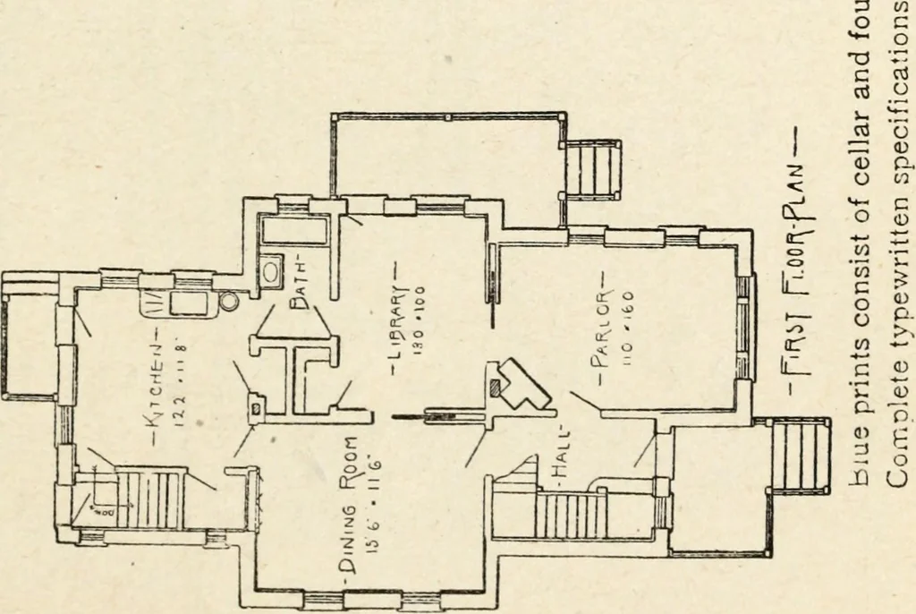 An illustration from Hodgson's low cost American homes; perspective views and floor plans of one hundred low and medium priced houses, 1905, leaf 144