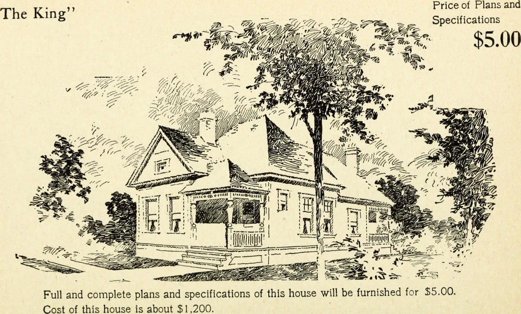 An illustration from Hodgson's low cost American homes; perspective views and floor plans of one hundred low and medium priced houses, 1905, leaf 147