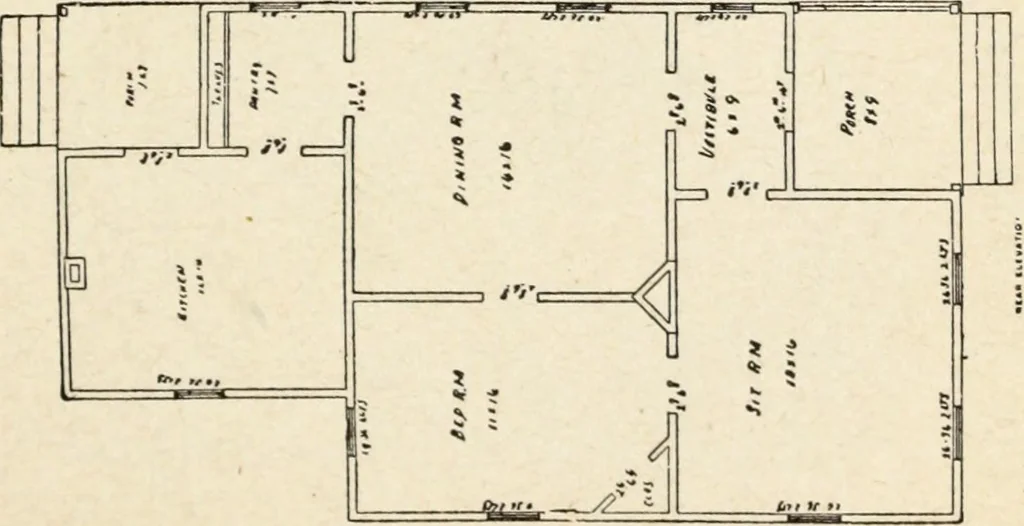 An illustration from Hodgson's low cost American homes; perspective views and floor plans of one hundred low and medium priced houses, 1905, leaf 148