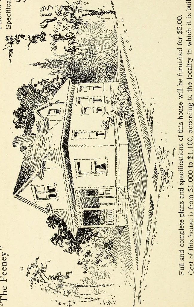 An illustration from Hodgson's low cost American homes; perspective views and floor plans of one hundred low and medium priced houses, 1905, leaf 149