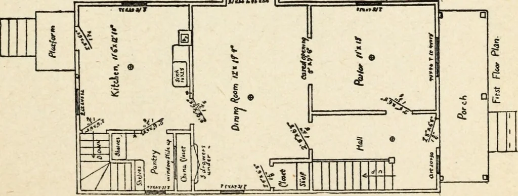 An illustration from Hodgson's low cost American homes; perspective views and floor plans of one hundred low and medium priced houses, 1905, leaf 152