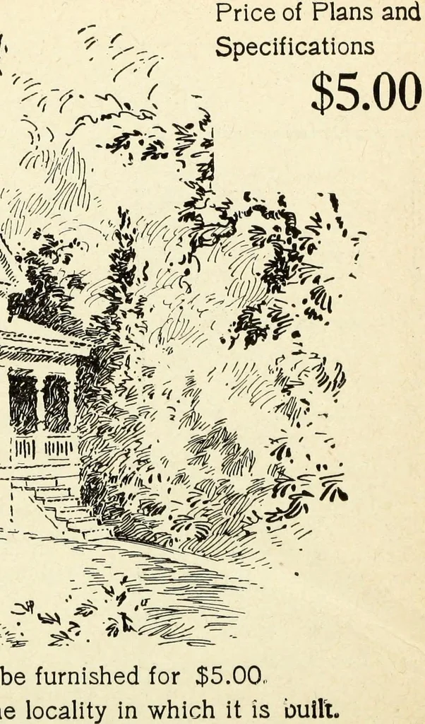 An illustration from Hodgson's low cost American homes; perspective views and floor plans of one hundred low and medium priced houses, 1905, leaf 153