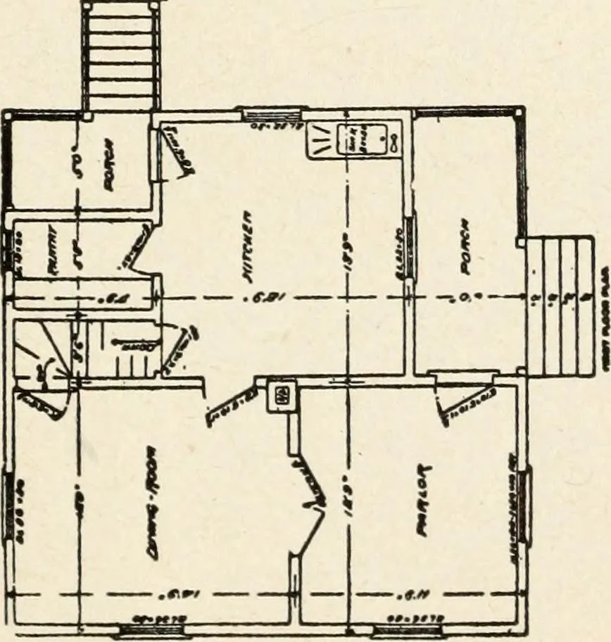 An illustration from Hodgson's low cost American homes; perspective views and floor plans of one hundred low and medium priced houses, 1905, leaf 154