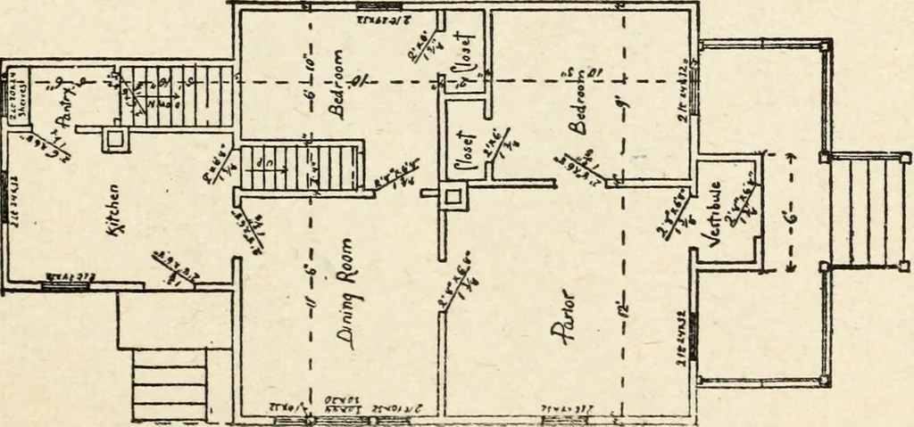 An illustration from Hodgson's low cost American homes; perspective views and floor plans of one hundred low and medium priced houses, 1905, leaf 156