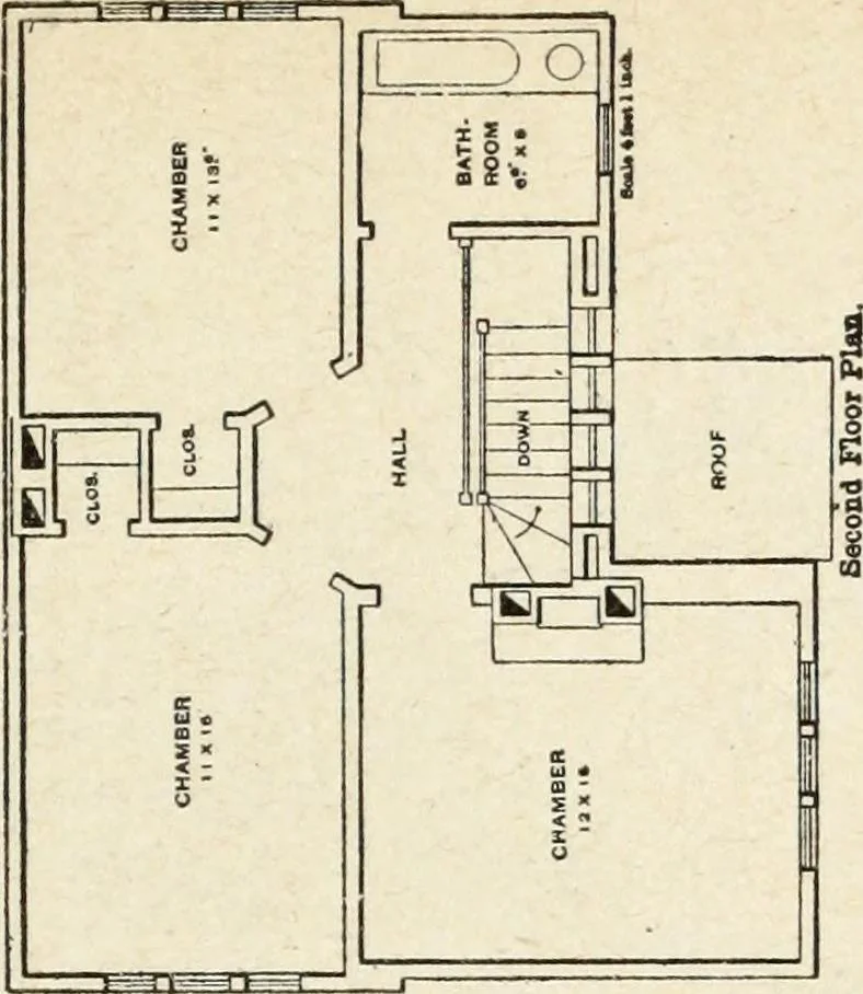 An illustration from Hodgson's low cost American homes; perspective views and floor plans of one hundred low and medium priced houses, 1905, leaf 160