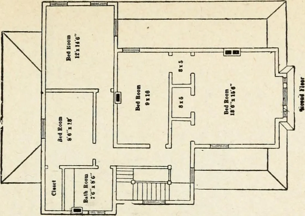 An illustration from Hodgson's low cost American homes; perspective views and floor plans of one hundred low and medium priced houses, 1905, leaf 162