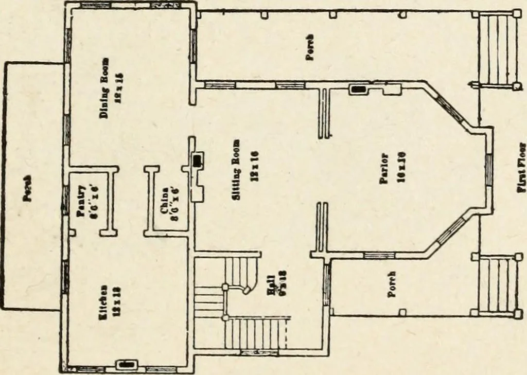 An illustration from Hodgson's low cost American homes; perspective views and floor plans of one hundred low and medium priced houses, 1905, leaf 162
