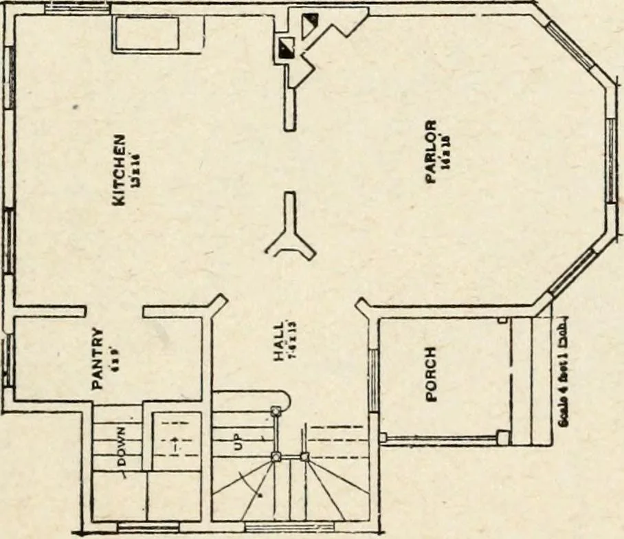 An illustration from Hodgson's low cost American homes; perspective views and floor plans of one hundred low and medium priced houses, 1905, leaf 164